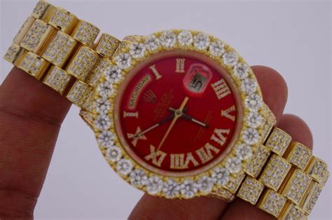 red face iced out rolex replica|Rolex iced out bezel.